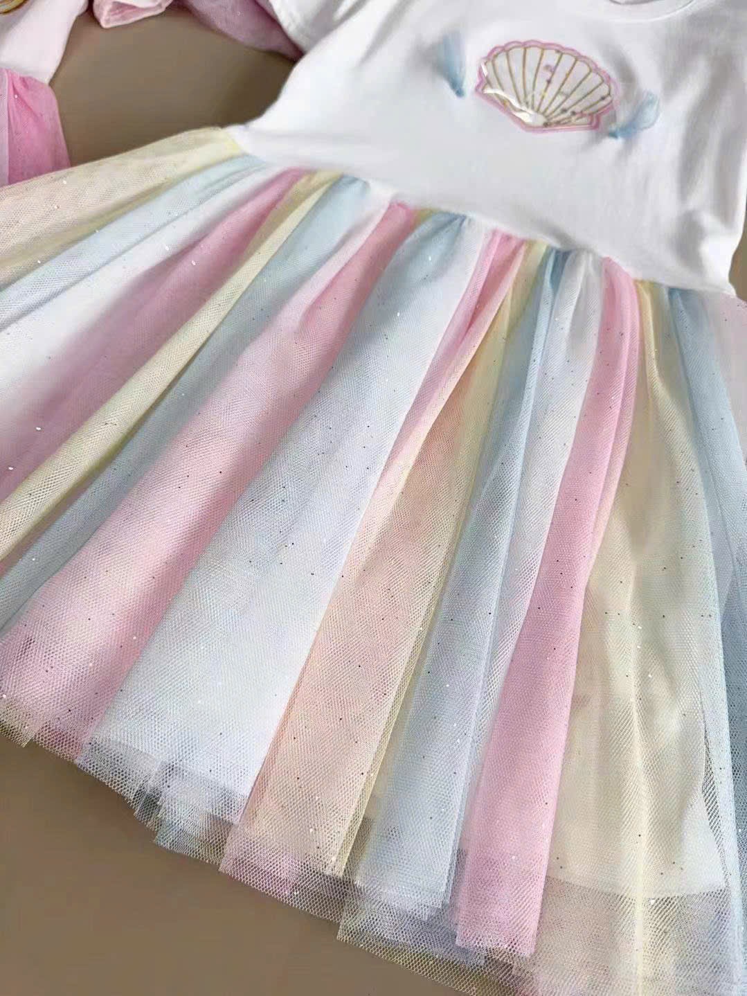 Váy cotton Delta dư xịn phối chân ren mềm nhiều màu bé gái size 2-10y