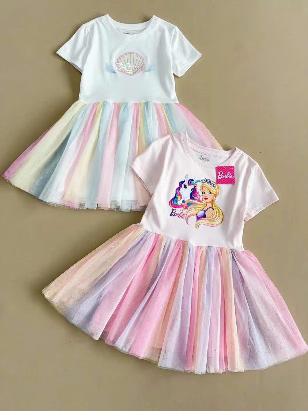 Váy cotton Delta dư xịn phối chân ren mềm nhiều màu bé gái size 2-10y