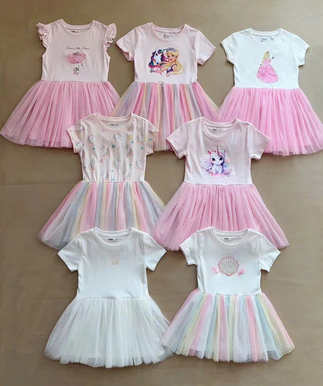 Váy cotton Delta dư xịn phối chân ren mềm nhiều màu bé gái size 2-10y