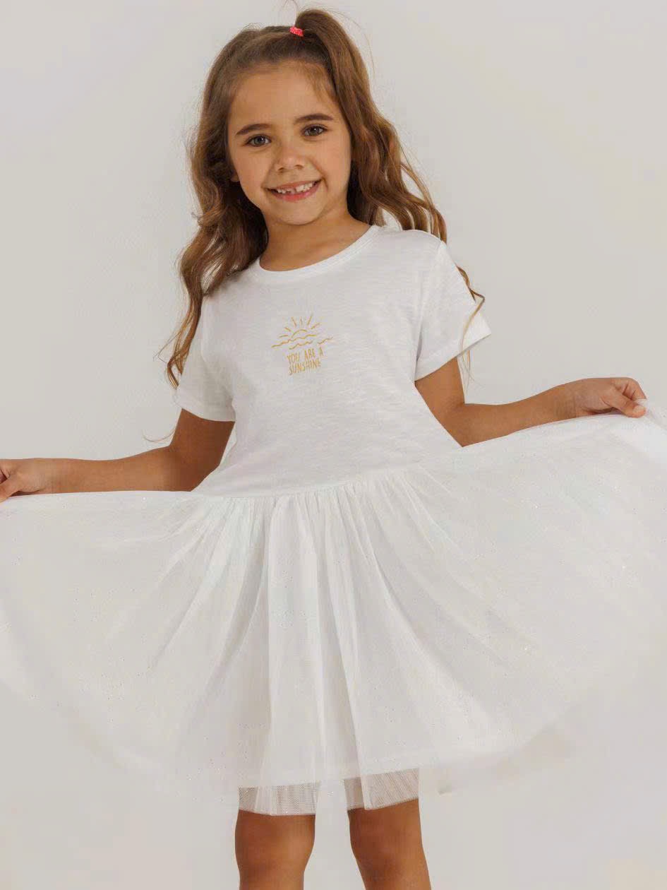 Váy cotton Delta dư xịn phối chân ren mềm nhiều màu bé gái size 2-10y