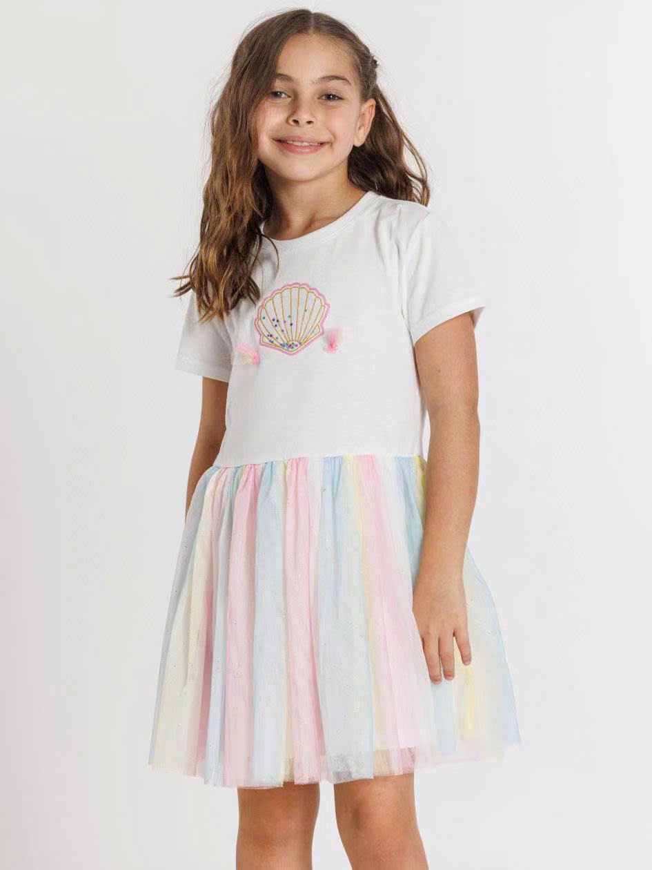 Váy cotton Delta dư xịn phối chân ren mềm nhiều màu bé gái size 2-10y