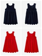 Váy nhung Vertbaudet dự tiệc bé gái 2 màu đỏ/navy size 2-14y