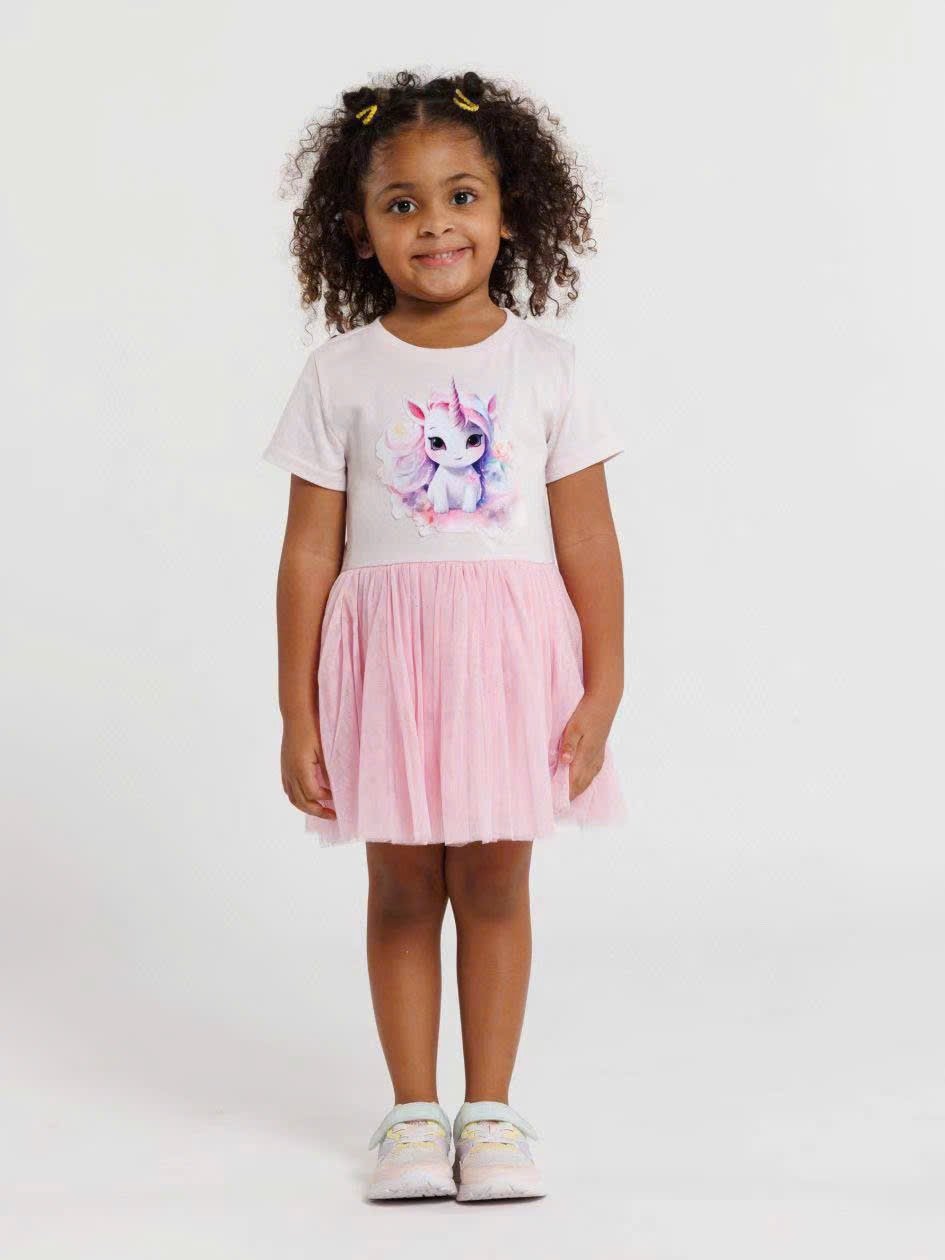Váy cotton Delta dư xịn phối chân ren mềm nhiều màu bé gái size 2-10y