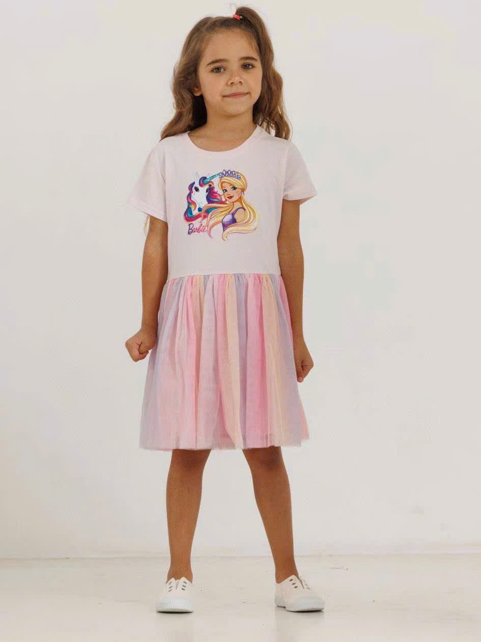 Váy cotton Delta dư xịn phối chân ren mềm nhiều màu bé gái size 2-10y