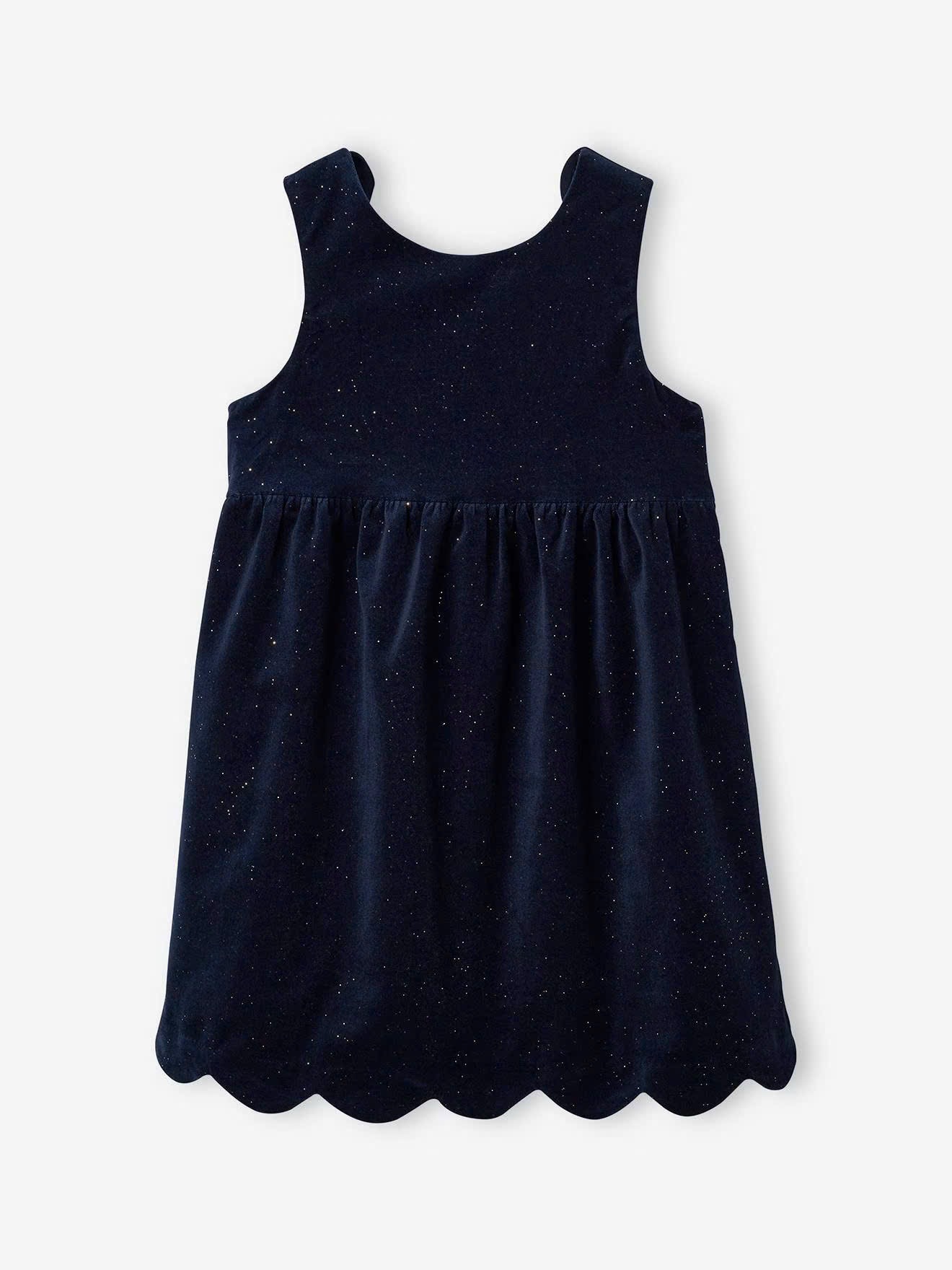 Váy nhung Vertbaudet dự tiệc bé gái 2 màu đỏ/navy size 2-14y