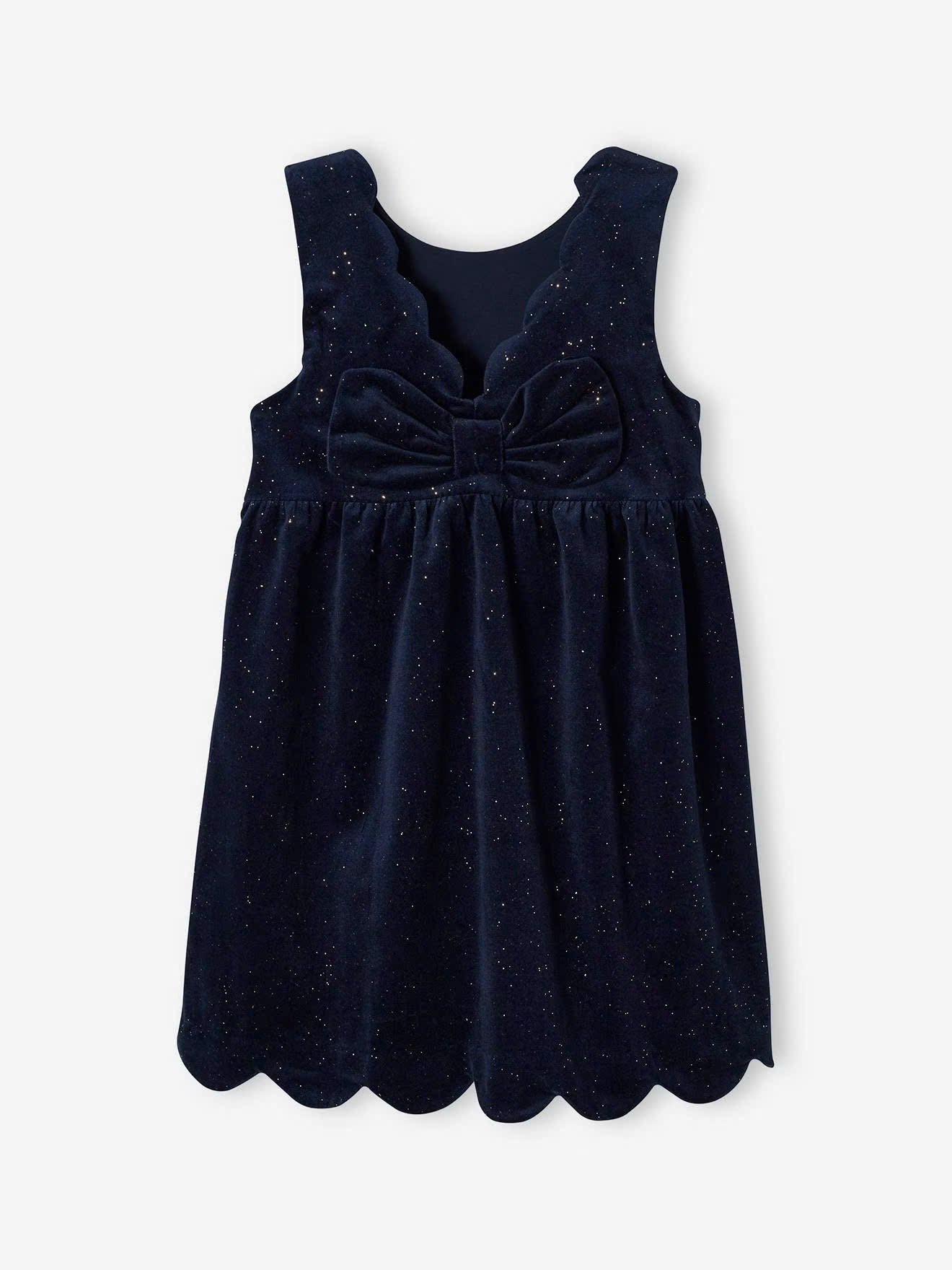 Váy nhung Vertbaudet dự tiệc bé gái 2 màu đỏ/navy size 2-14y