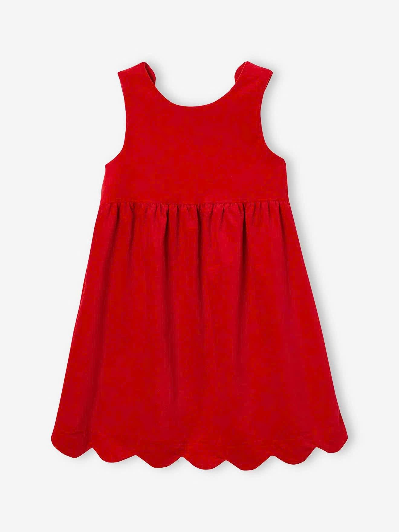 Váy nhung Vertbaudet dự tiệc bé gái 2 màu đỏ/navy size 2-14y