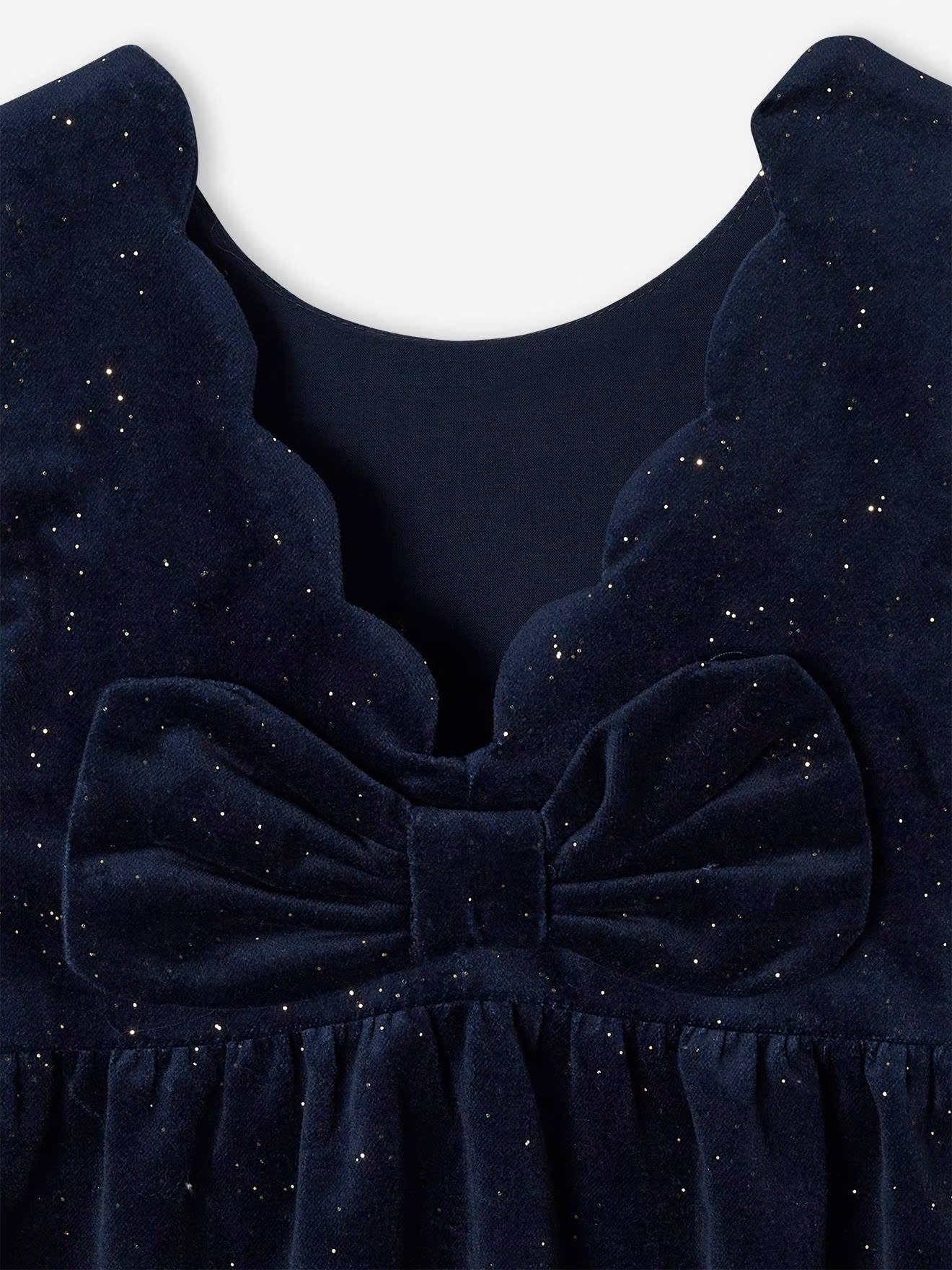 Váy nhung Vertbaudet dự tiệc bé gái 2 màu đỏ/navy size 2-14y