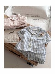 Bộ Pyjama Hey Honey vải xô mềm họa tiết kẻ 3 màu cho bé size 110-150