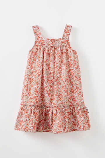 Váy thô 2 dây Cotton 2 màu hồng / Kitty hoa cam size 2 - 10y