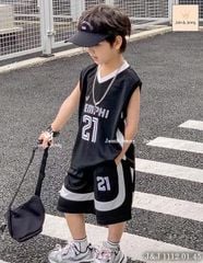 JJ 1112 - Bộ cotton sát nách Jam & Jenny Semphi 2 màu trắng/đen bé trai size 2-12y