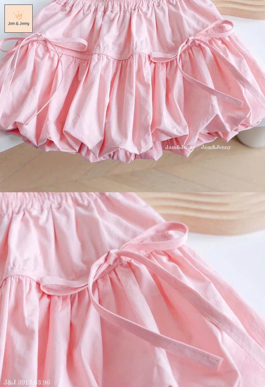 JJ 3917 - Chân váy bí Jam & Jenny đính nơ nhiều màu cho bé gái size 2-12y
