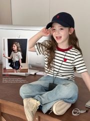 Áo cotton Ambb kẻ ngang 2 màu cho bé gái size 90-170