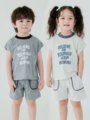 Bộ Bebezoo Believe sát nách 2 màu ghi cho bé size 100-150