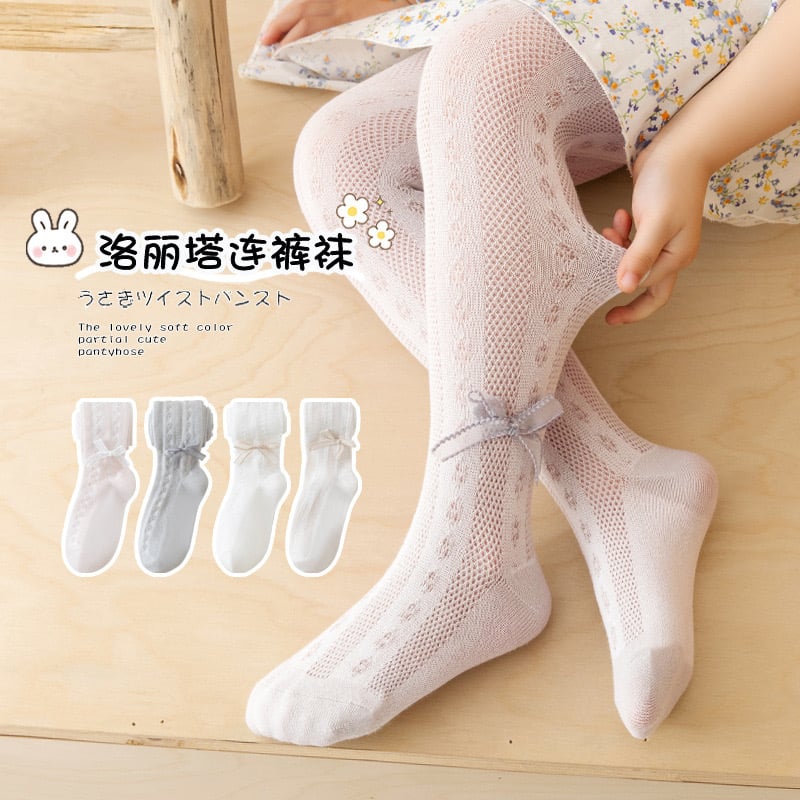 Quần tất lưới đính nơ nhiều màu cho bé gái size 80-145cm