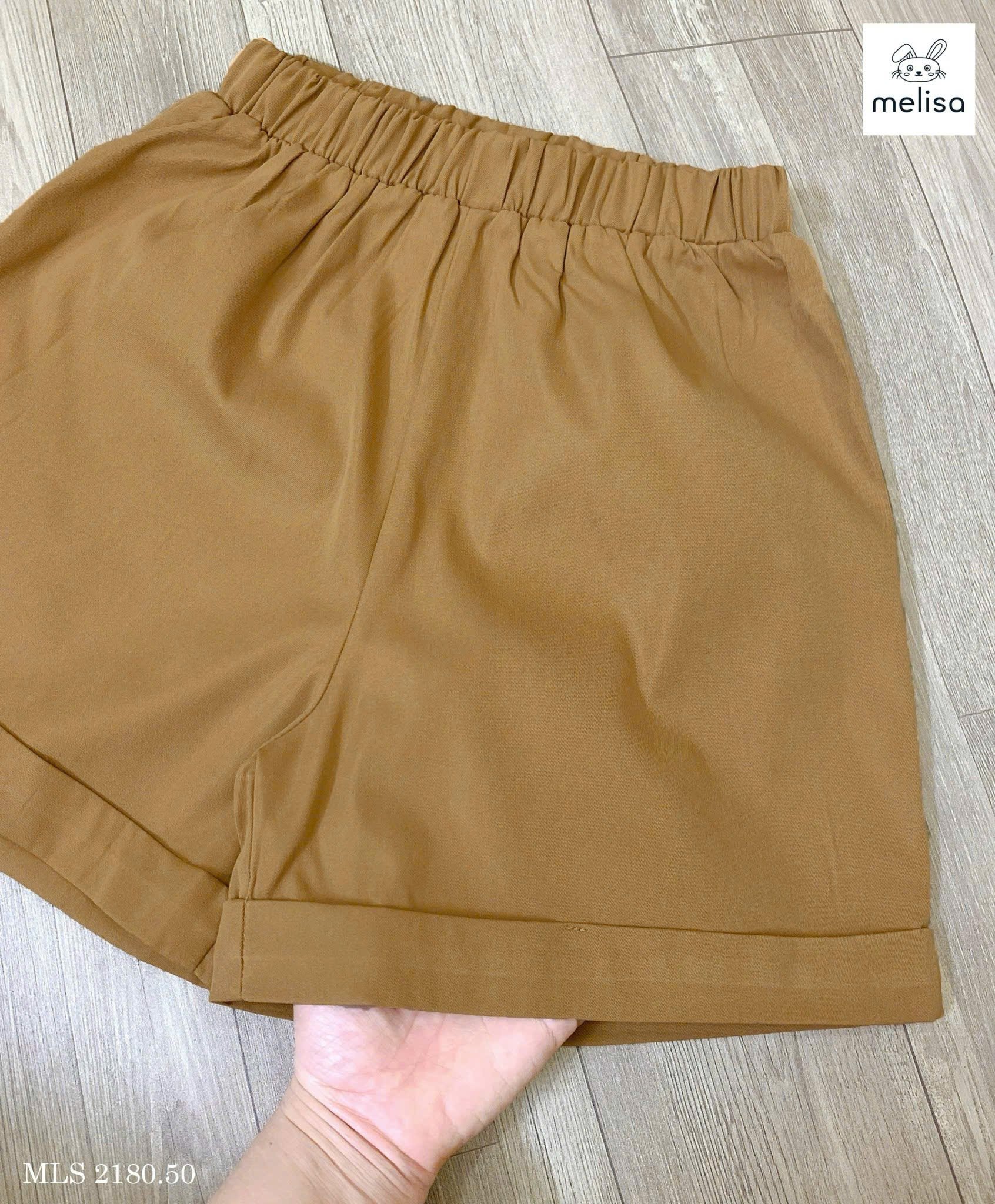 MLS 2180 - Bộ Melisa áo thô boil màu be cổ yếm + quần kaki nâu bé gái size 2-12y