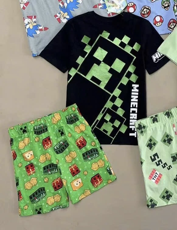 Bộ cotton Minecraft nhiều hình cho bé trai size 6-14y