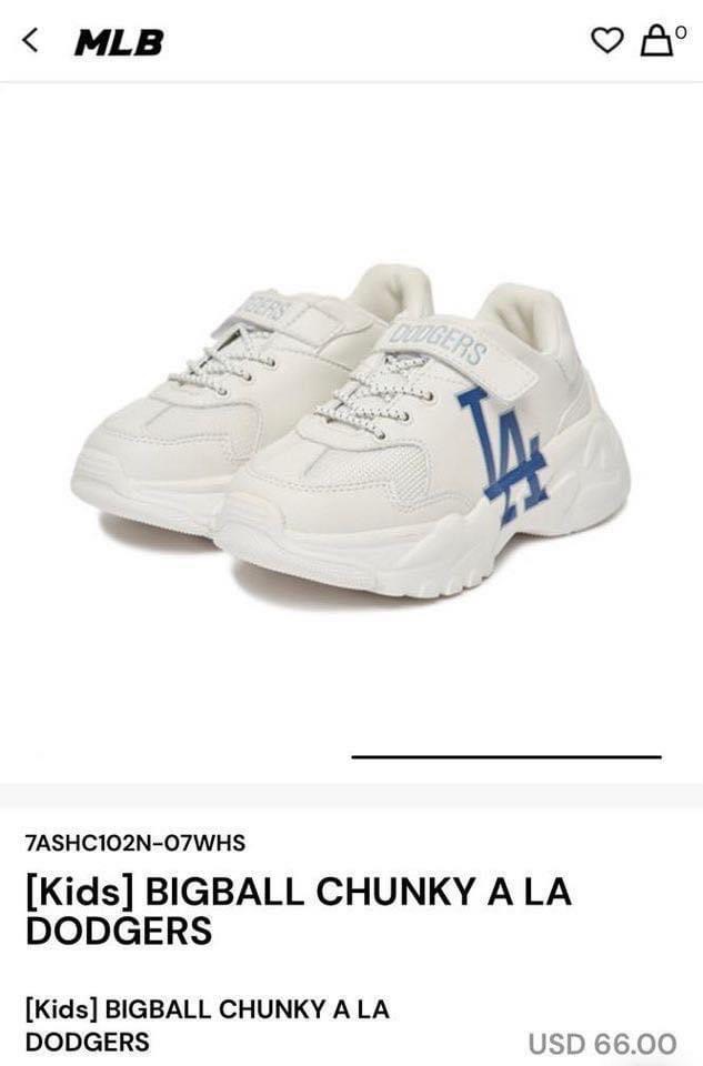 Giày M.L.B Kids BigBall Chunky A LA, Dodgers màu trắng chữ LA