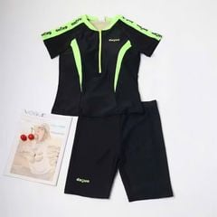 20221 - Bộ bơi rời Aokaila màu đen phối neon bé gái size L - 3XL