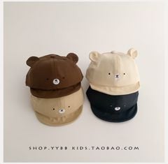 Mũ lưỡi le vành mềm mặt gấu tai nhỏ cute nhiều màu BTBG size 3-18m