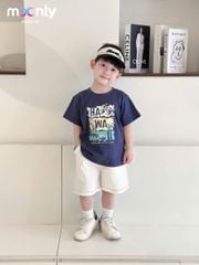 M6003 - Bộ Moonly áo cotton navy Hawaii + quần kaki mềm bé trai size 80-140