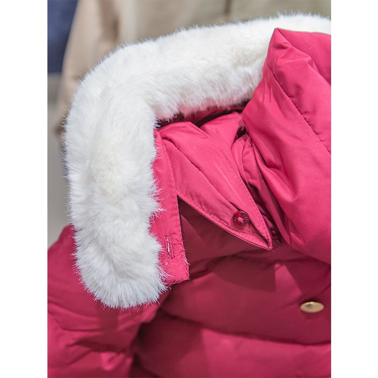Áo khoác phao lông vũ mũ tai thỏ xuất Hàn 2 màu trắng/đỏ size 90-110