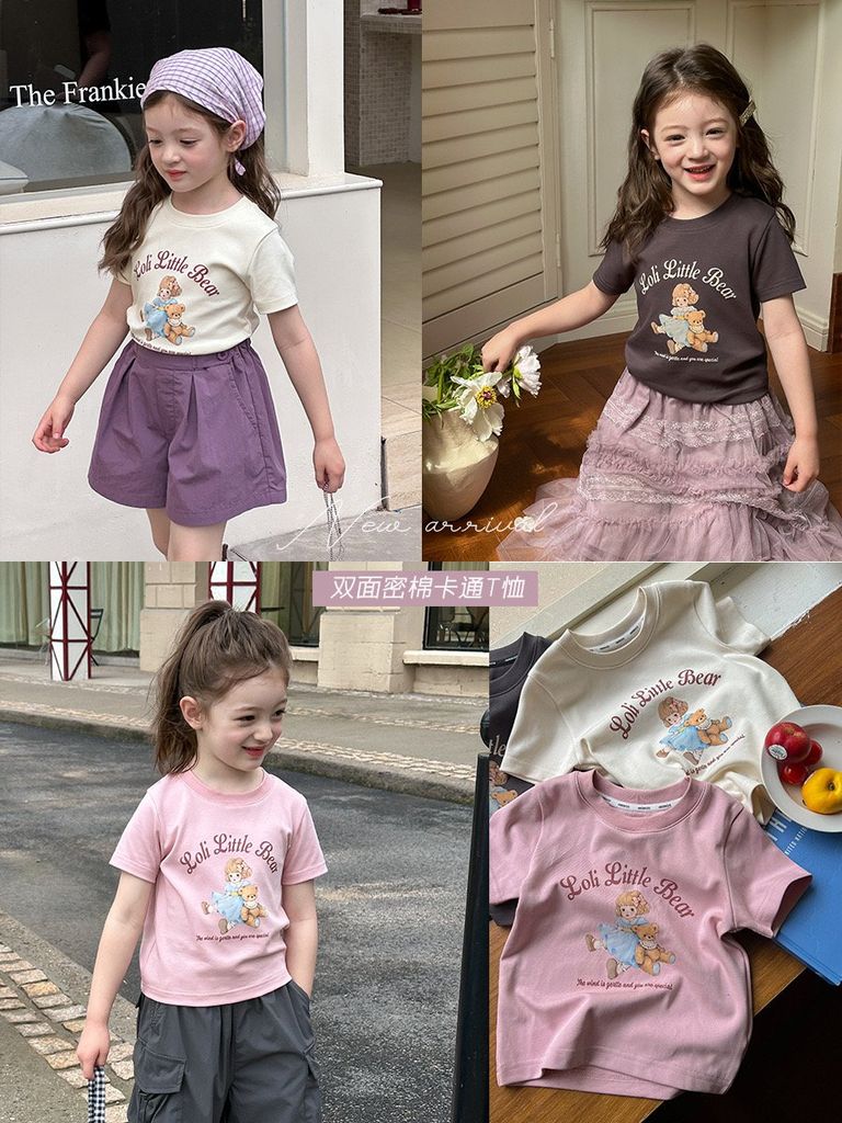 Áo cotton Ambb Loli Little Bear 3 màu bé gái size 90-170