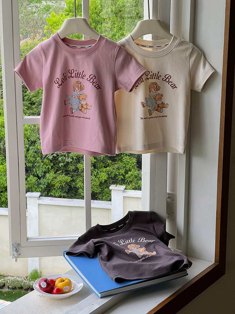 Áo cotton Ambb Loli Little Bear 3 màu bé gái size 90-170