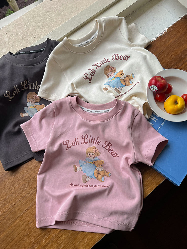 Áo cotton Ambb Loli Little Bear 3 màu bé gái size 90-170