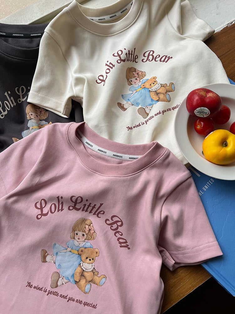 Áo cotton Ambb Loli Little Bear 3 màu bé gái size 90-170