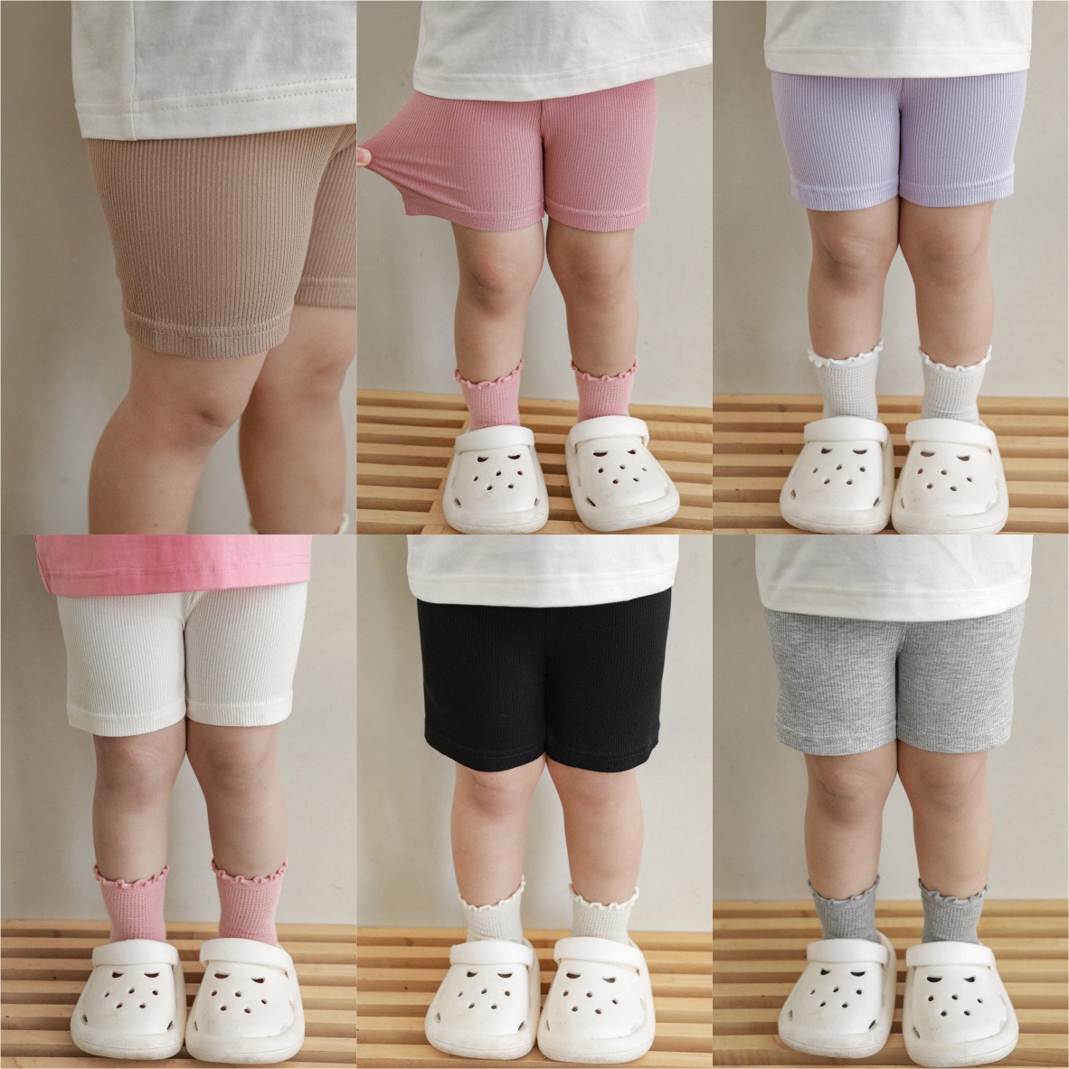 Quần legging đùi thun tăm 5 màu Bé Gái size 80 - 140