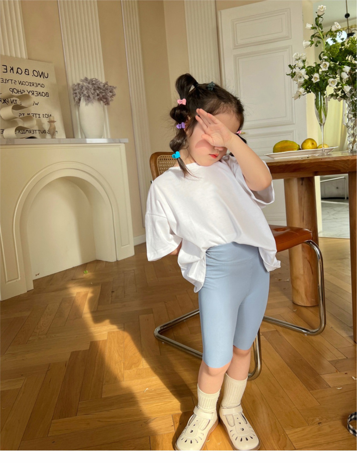 Quần legging biker thun tăm 5 màu Bé Gái size 120 / 130 / 140