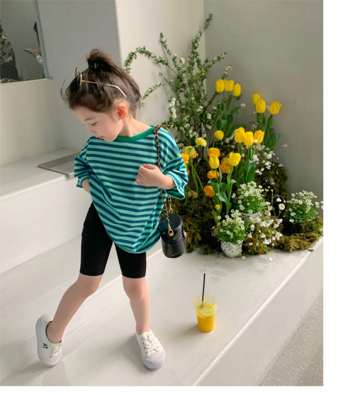 Quần legging biker thun tăm 5 màu Bé Gái size 120 / 130 / 140