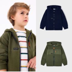 Áo khoác nỉ Mayoral có mũ 2 màu trơn logo núi size 2 - 9y