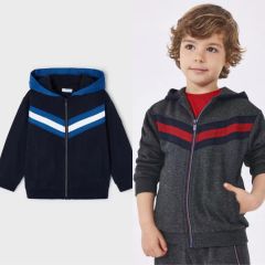 Áo khoác nỉ Mayoral phối kẻ chéo ngực 2 màu navy/ghi size 2-8y