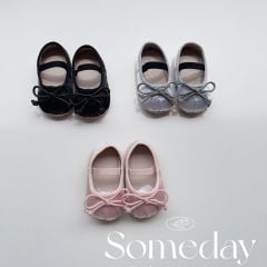 Giày tập đi đế cao su mềm đính nơ nhiều màu bé gái size 11-13cm