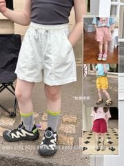 Quần short gió mềm AMBB 2 màu hồng/trắng bé gái size 120-170