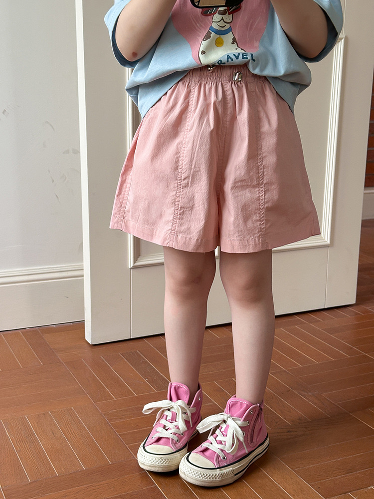 Quần short gió mềm AMBB 2 màu hồng/trắng bé gái size 120-170
