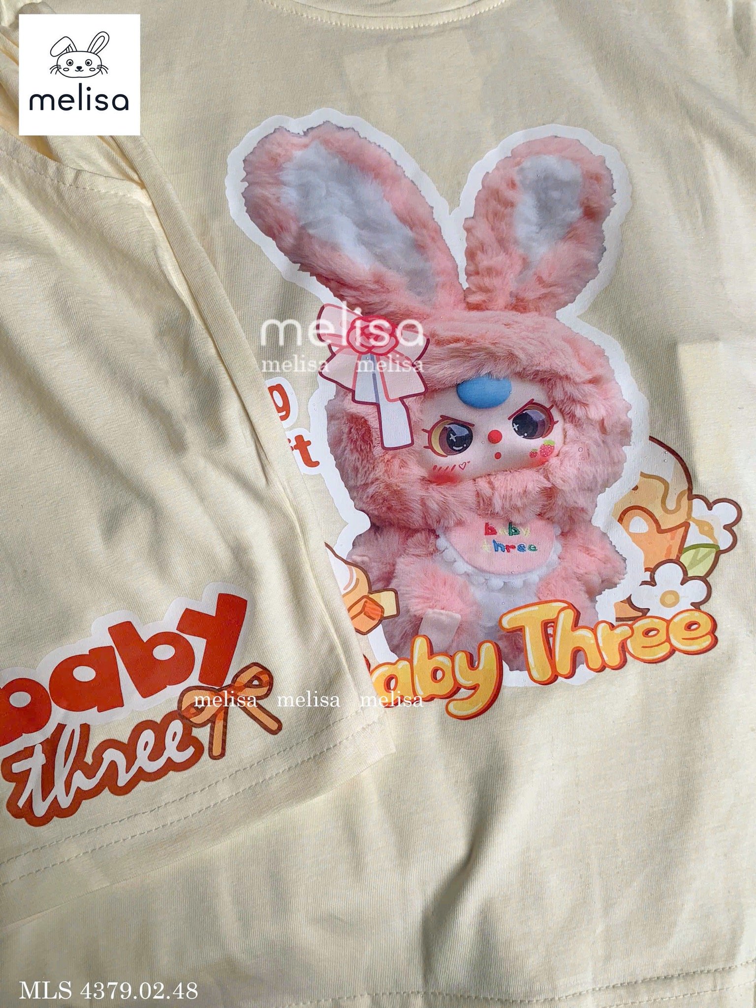 MLS 4379 - Bộ Melisa cotton 4 chiều họa tiết Babythree 2 màu bé gái size 2-12y