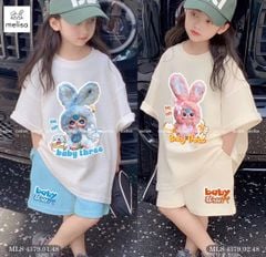 MLS 4379 - Bộ Melisa cotton 4 chiều họa tiết Babythree 2 màu bé gái size 2-12y