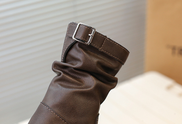 XXJ 0811 - Bốt cao cổ khoá cạnh cổ nhún 2 màu nâu / đen bé gái size 28-34
