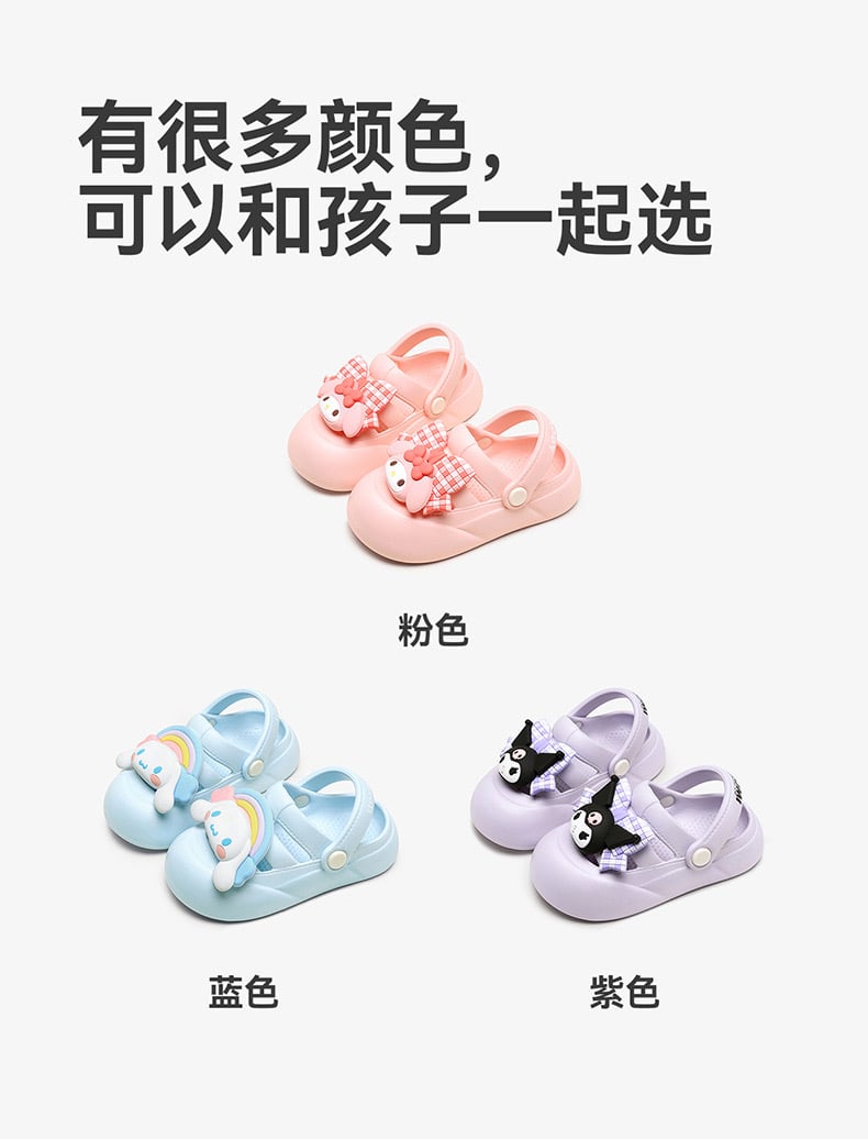 Sục nhựa Mario hoạ tiết Melody, Kuromi nơ kẻ 2 màu bé gái size 140-190