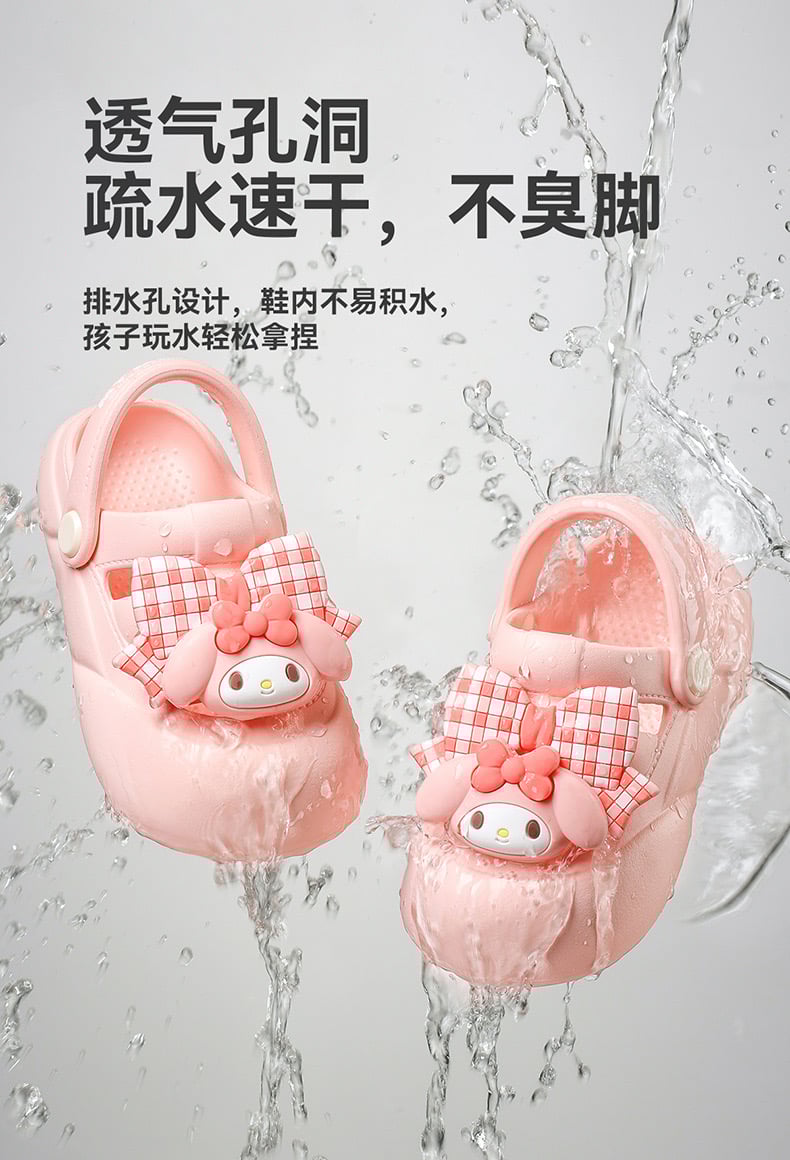 Sục nhựa Mario hoạ tiết Melody, Kuromi nơ kẻ 2 màu bé gái size 140-190