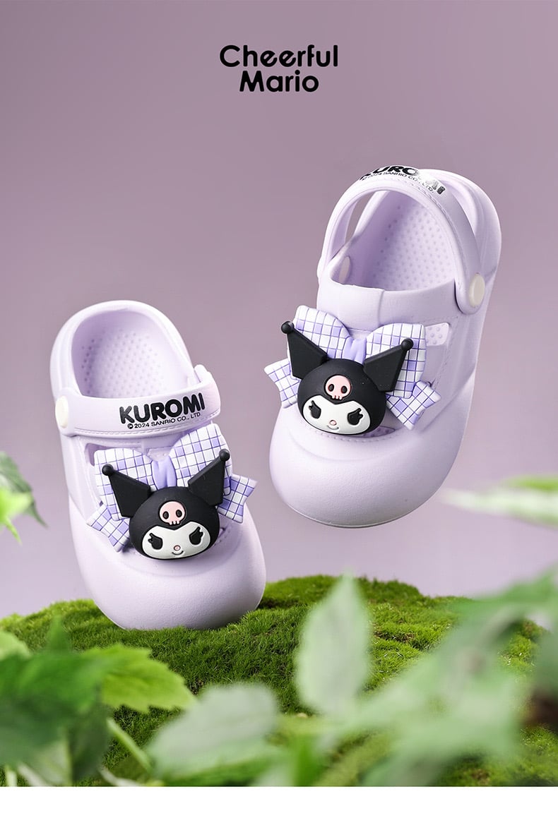 Sục nhựa Mario hoạ tiết Melody, Kuromi nơ kẻ 2 màu bé gái size 140-190