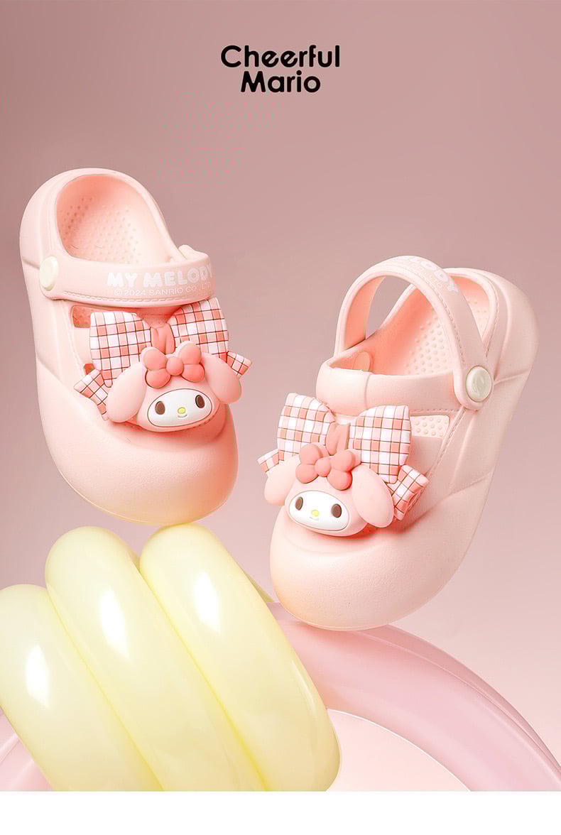 Sục nhựa Mario hoạ tiết Melody, Kuromi nơ kẻ 2 màu bé gái size 140-190