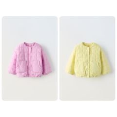 Áo khoác phao siêu nhẹ Zara cổ tròn 2 màu tím / vàng cốm size 12m - 6y