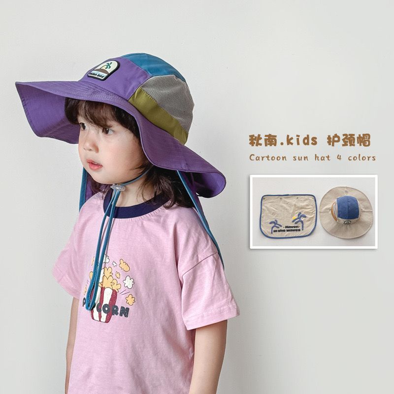 Mũ vải vành gáy chống nắng logo cây dừa nhiều màu cho bé size 4-10y
