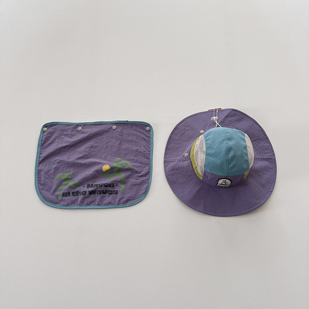 Mũ vải vành gáy chống nắng logo cây dừa nhiều màu cho bé size 4-10y