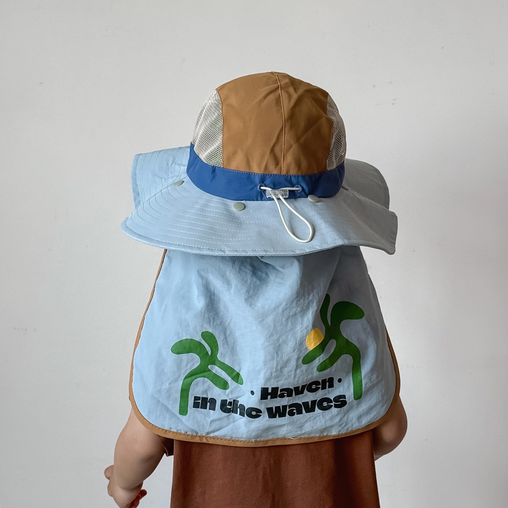 Mũ vải vành gáy chống nắng logo cây dừa nhiều màu cho bé size 4-10y