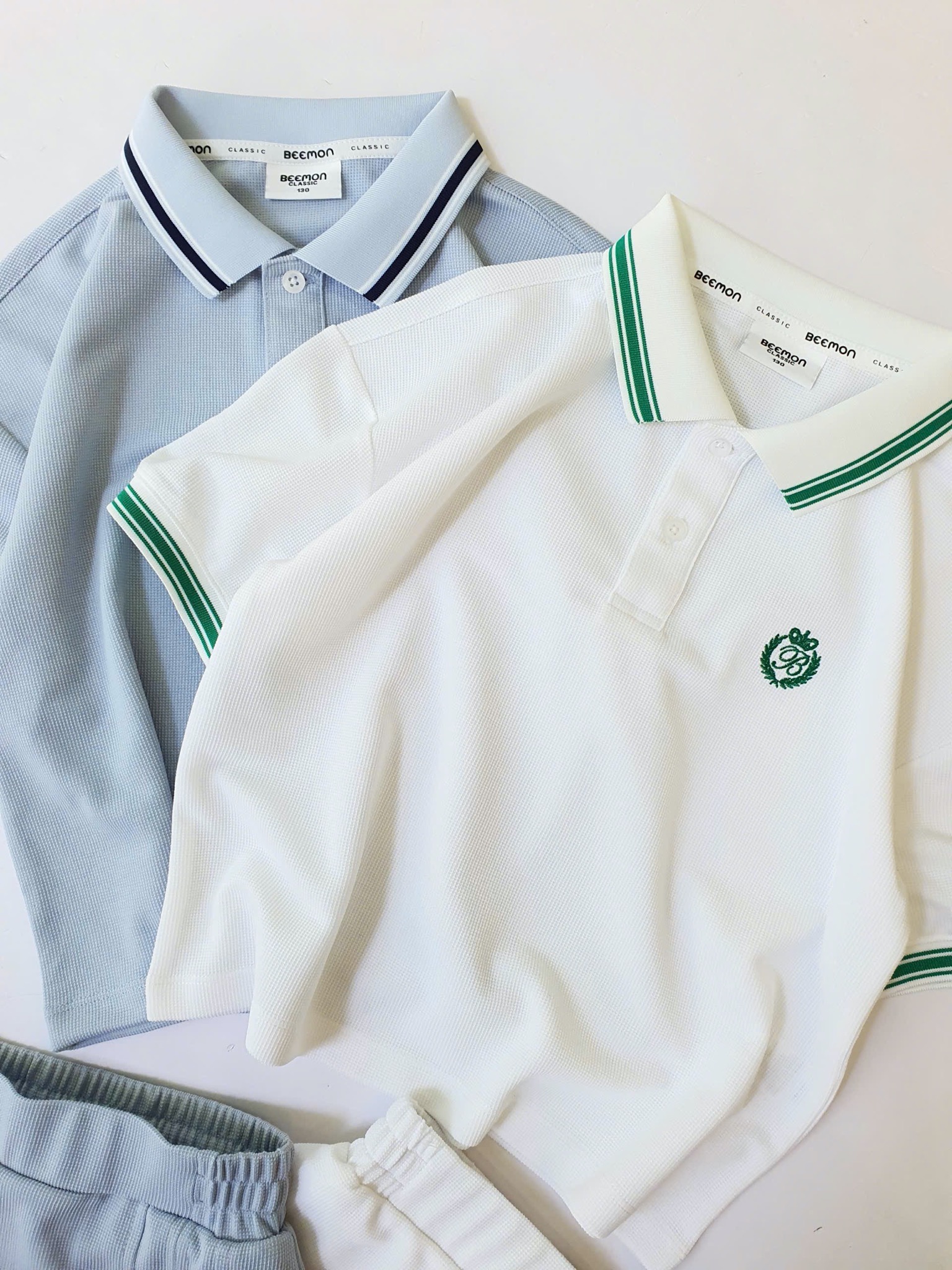 Set bộ polo thể thao + chân váy Beemon 2 màu trắng/xanh bé gái size 120-160